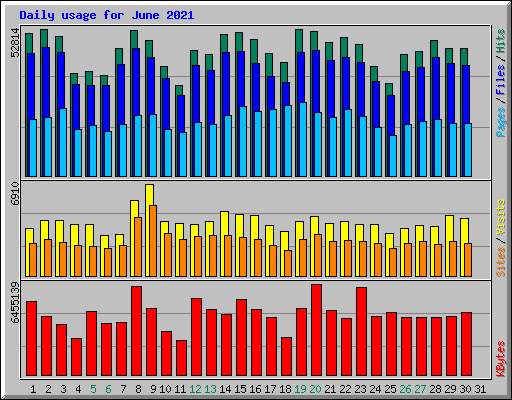 Daily usage for June 2021