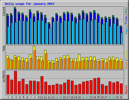 Daily usage for January 2023