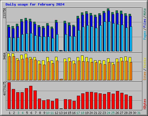 Daily usage for February 2024